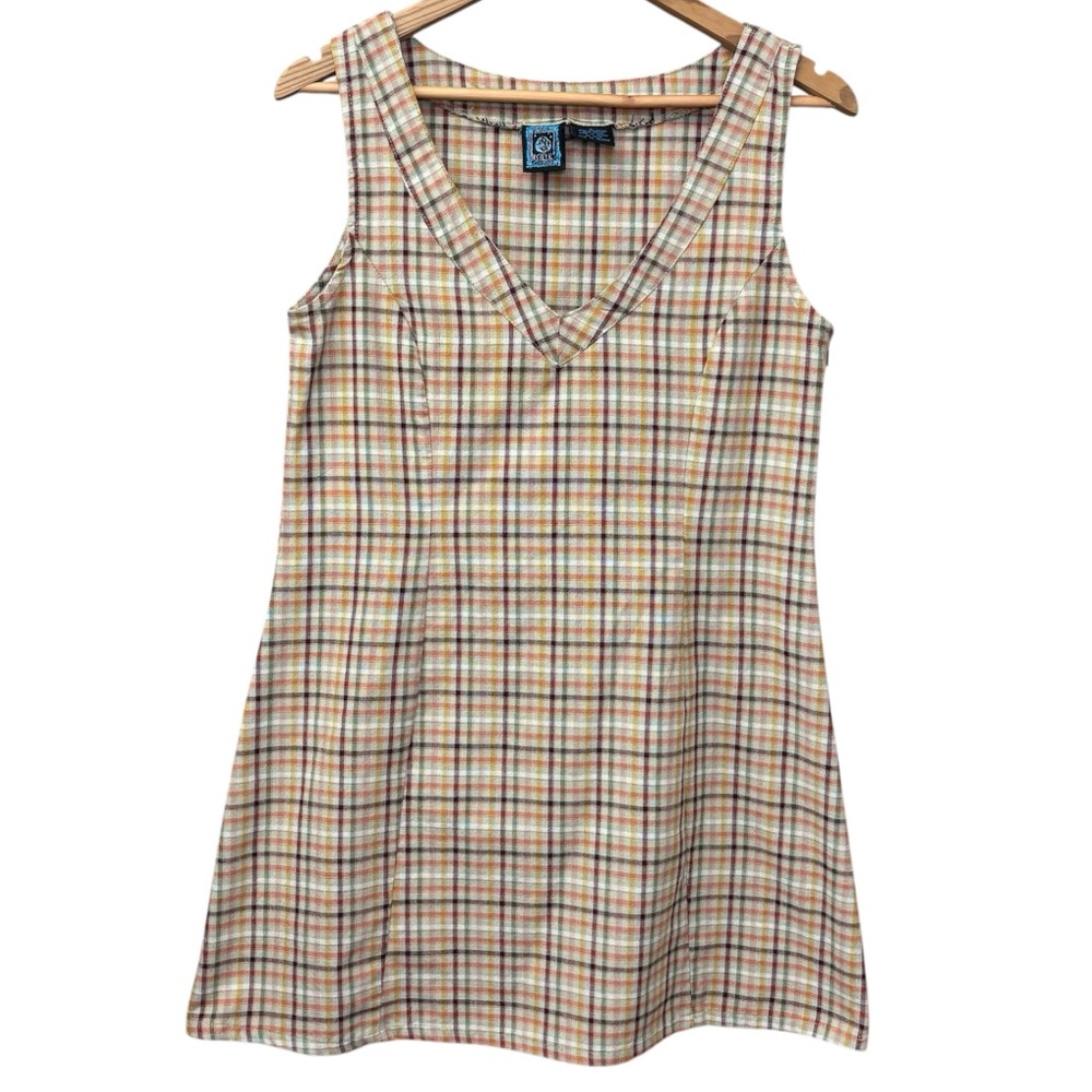 Ecote plaid mini sheath jumper dress, size large